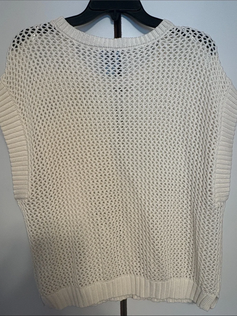 CeCe Cream Open-Knit Sleeveless Crew Sweater